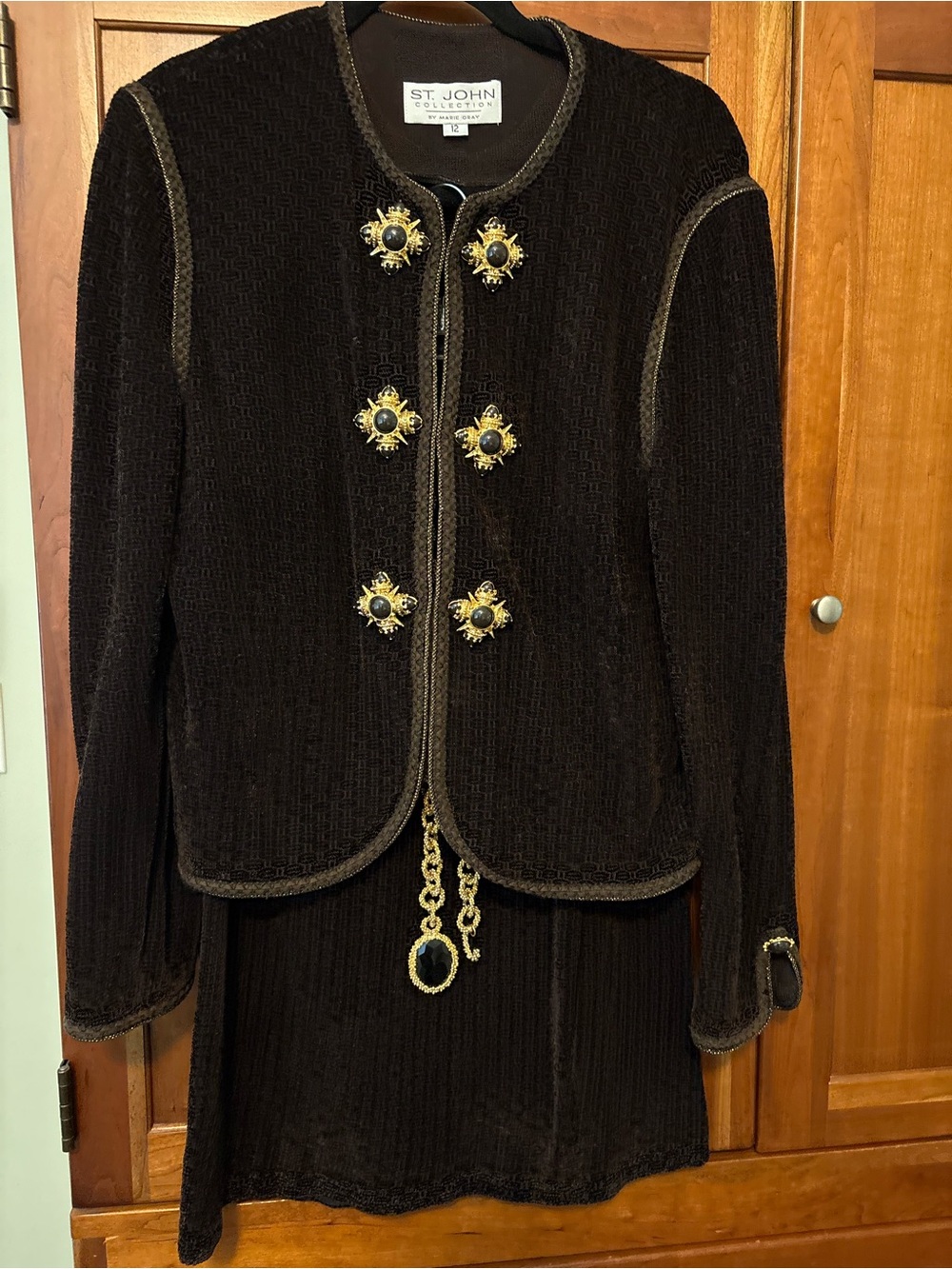 Vintage St. John Chocolate Brown Knit Skirt Suit